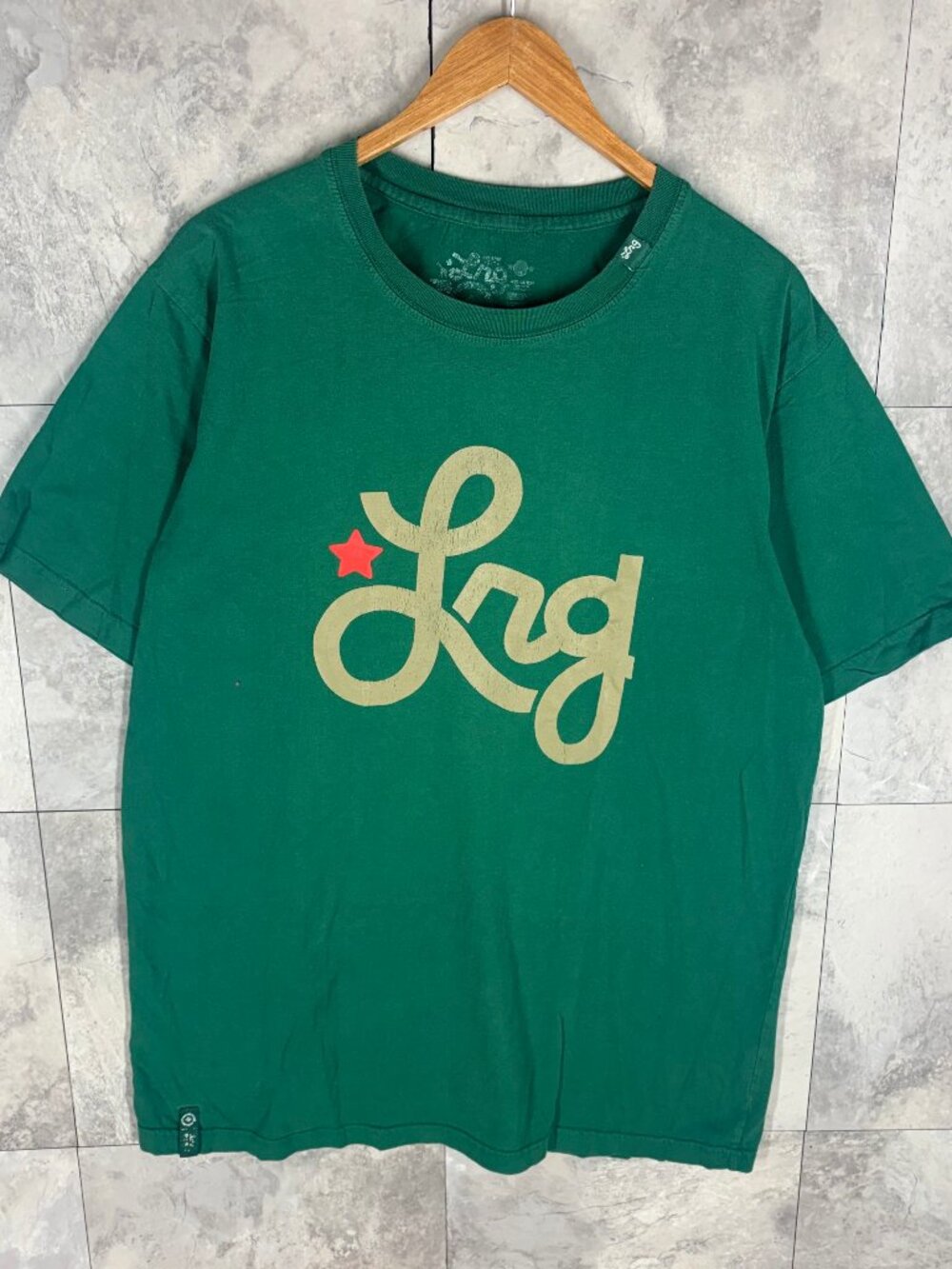 Vintage Y2K LRG Logo Tee Men's XL Green Red Star